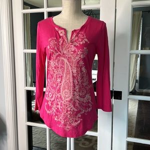LUCKY BRAND long sleeve tee, hot pink, size S